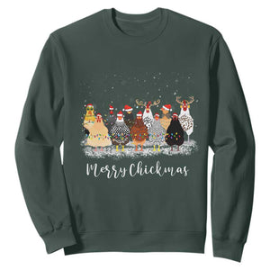 ute Christmas Chickens Sweatshirt Xmas Farm Animals TS10 Dark Forest Green Print Your Wear