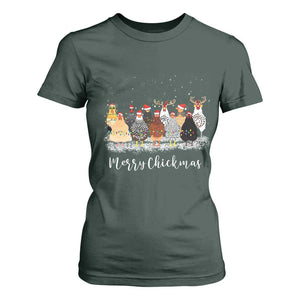 ute Christmas Chickens T Shirt For Women Xmas Farm Animals TS10 Dark Forest Green Print Your Wear