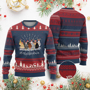 Cute Christmas Chickens Ugly Christmas Sweater Xmas Farm Animals TS10 Burgundy Print Your Wear