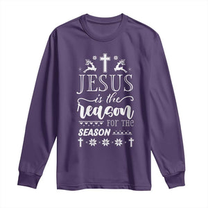 Christian Christmas Long Sleeve Shirt Jesus Is The Reason For The Season Xmas Faith TS10 Purple Print Your Wear