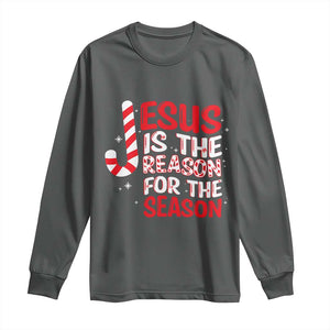 Christian Christmas Long Sleeve Shirt Jesus Is The Reason For The Season TS10 Dark Heather Print Your Wear