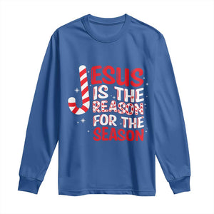 Christian Christmas Long Sleeve Shirt Jesus Is The Reason For The Season TS10 Royal Blue Print Your Wear