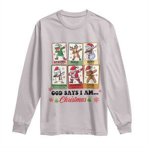 Religious Christmas Long Sleeve Shirt God Says I Am Xmas Christian Bible TS10 Ice Gray Print Your Wear