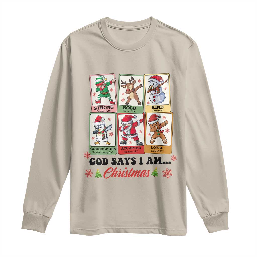 Religious Christmas Long Sleeve Shirt God Says I Am Xmas Christian Bible TS10 Sand Print Your Wear