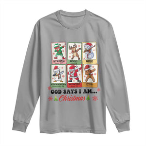 Religious Christmas Long Sleeve Shirt God Says I Am Xmas Christian Bible TS10 Sport Gray Print Your Wear