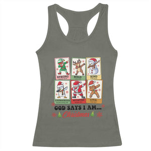 Religious Christmas Racerback Tank Top God Says I Am Xmas Christian Bible TS10 Military Green Print Your Wear