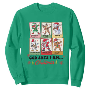 Religious Christmas Sweatshirt God Says I Am Xmas Christian Bible TS10 Irish Green Print Your Wear