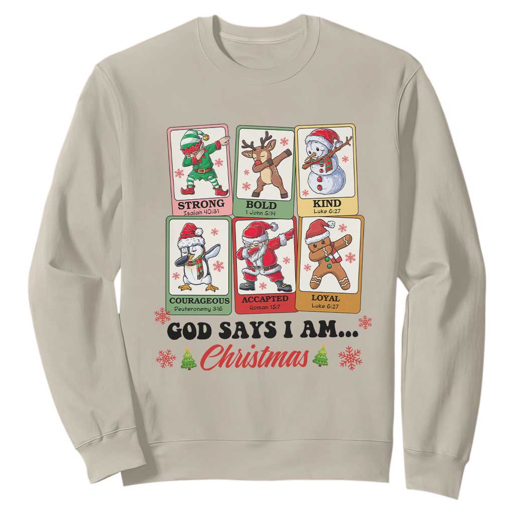 Religious Christmas Sweatshirt God Says I Am Xmas Christian Bible TS10 Sand Print Your Wear