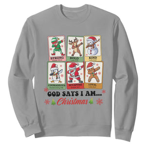 Religious Christmas Sweatshirt God Says I Am Xmas Christian Bible TS10 Sport Gray Print Your Wear