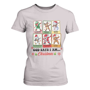 Religious Christmas T Shirt For Women God Says I Am Xmas Christian Bible TS10 Ice Gray Print Your Wear