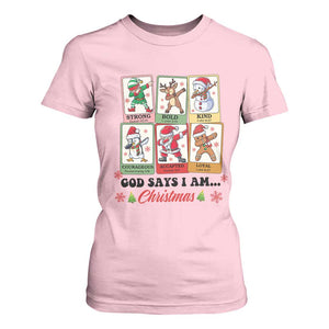 Religious Christmas T Shirt For Women God Says I Am Xmas Christian Bible TS10 Light Pink Print Your Wear