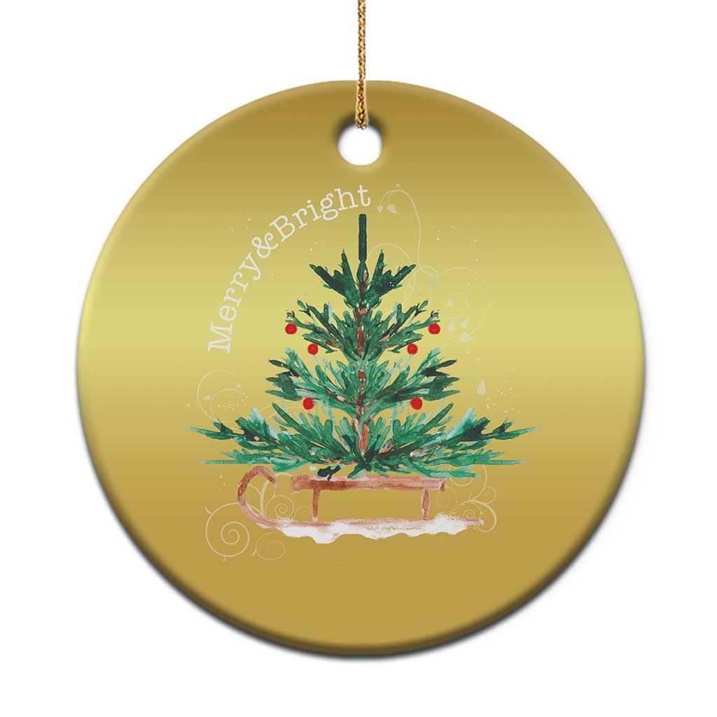 Merry and Bright Xmas Sleigh Christmas Ornament TS10 Print Your Wear