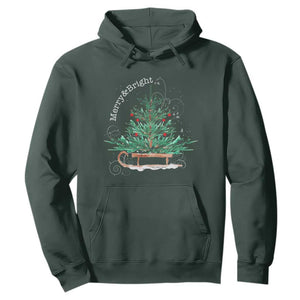 Merry and Bright Christmas Sleigh Hoodie TS10 Dark Forest Green Print Your Wear