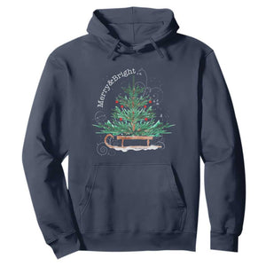 Merry and Bright Christmas Sleigh Hoodie TS10 Navy Print Your Wear