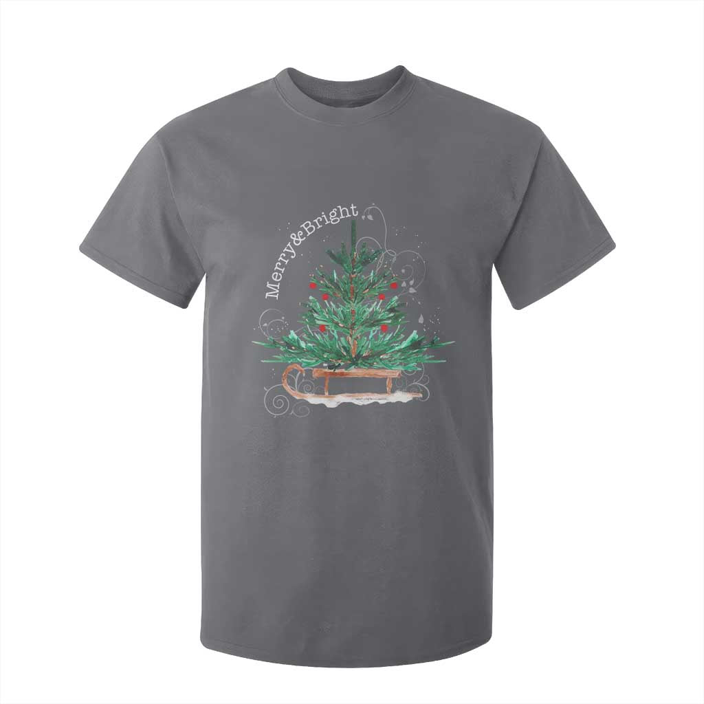 Merry and Bright Christmas Sleigh T Shirt For Kid TS10 Charcoal Print Your Wear
