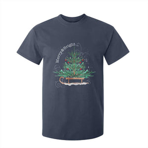 Merry and Bright Christmas Sleigh T Shirt For Kid TS10 Navy Print Your Wear