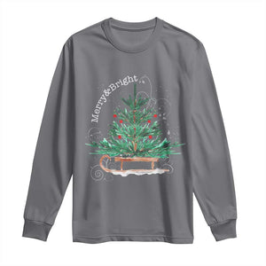 Merry and Bright Christmas Sleigh Long Sleeve Shirt TS10 Charcoal Print Your Wear