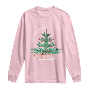 Merry and Bright Christmas Sleigh Long Sleeve Shirt TS10 Light Pink Print Your Wear