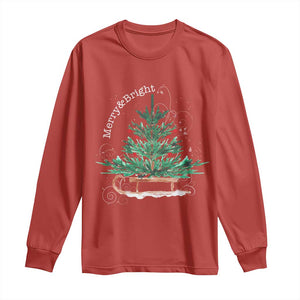 Merry and Bright Christmas Sleigh Long Sleeve Shirt TS10 Red Print Your Wear