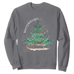 Merry and Bright Christmas Sleigh Sweatshirt TS10 Charcoal Print Your Wear