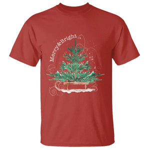 Merry and Bright Christmas Sleigh T Shirt TS10 Red Print Your Wear