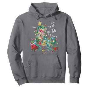 Dinosaur Christmas Hoodie Tree Lights Xmas Boys Men TS10 Charcoal Print Your Wear