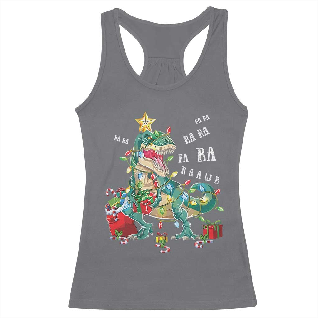 Dinosaur Christmas Racerback Tank Top Tree Lights Xmas Boys Men TS10 Charcoal Print Your Wear