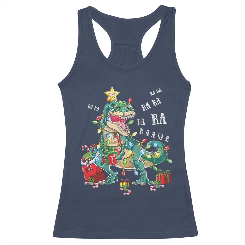 Dinosaur Christmas Racerback Tank Top Tree Lights Xmas Boys Men TS10 Navy Print Your Wear