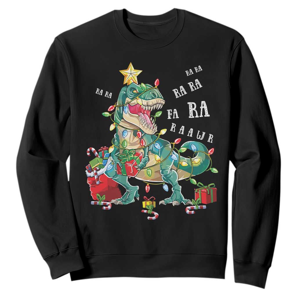 Dinosaur Christmas Sweatshirt Tree Lights Xmas Boys Men TS10 Black Print Your Wear