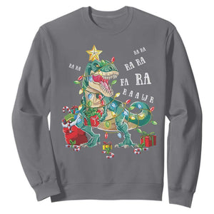 Dinosaur Christmas Sweatshirt Tree Lights Xmas Boys Men TS10 Charcoal Print Your Wear