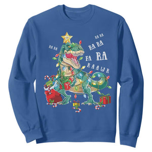 Dinosaur Christmas Sweatshirt Tree Lights Xmas Boys Men TS10 Royal Blue Print Your Wear