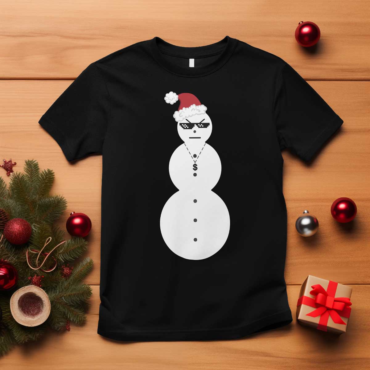 Funny Angry Snowman T Shirt Gangster Snowmen Rap Hip Hop TS10 Black Print Your Wear