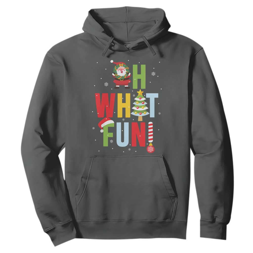 Funny Christmas Santa Hoodie Oh What Fun Christmas Tree And Wreath TS10 Dark Heather Print Your Wear