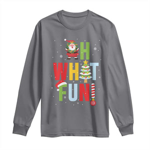 Funny Christmas Santa Long Sleeve Shirt Oh What Fun Christmas Tree And Wreath TS10 Charcoal Print Your Wear