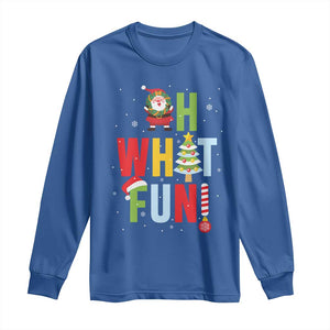 Funny Christmas Santa Long Sleeve Shirt Oh What Fun Christmas Tree And Wreath TS10 Royal Blue Print Your Wear