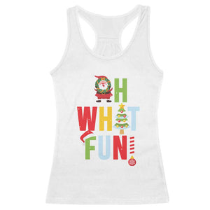 Funny Christmas Santa Racerback Tank Top Oh What Fun Christmas Tree And Wreath TS10 White Print Your Wear