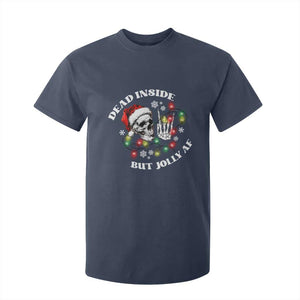Christmas Skeleton T Shirt For Kid Dead Inside But Jolly AF Festive Sarcastic Snarky Skull TS10 Navy Print Your Wear