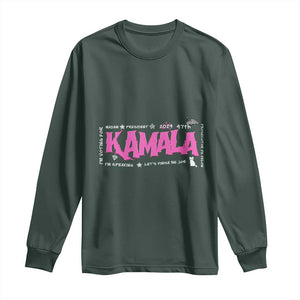 Kamala Harris 47th US President America 2024 Election Long Sleeve Shirt I'm Speaking TS10 Dark Forest Green Print Your Wear