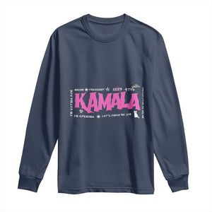 Kamala Harris 47th US President America 2024 Election Long Sleeve Shirt I'm Speaking TS10 Navy Print Your Wear