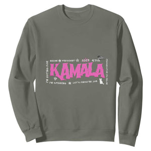 Kamala Harris 47th US President America 2024 Election Sweatshirt I'm Speaking TS10 Military Green Print Your Wear