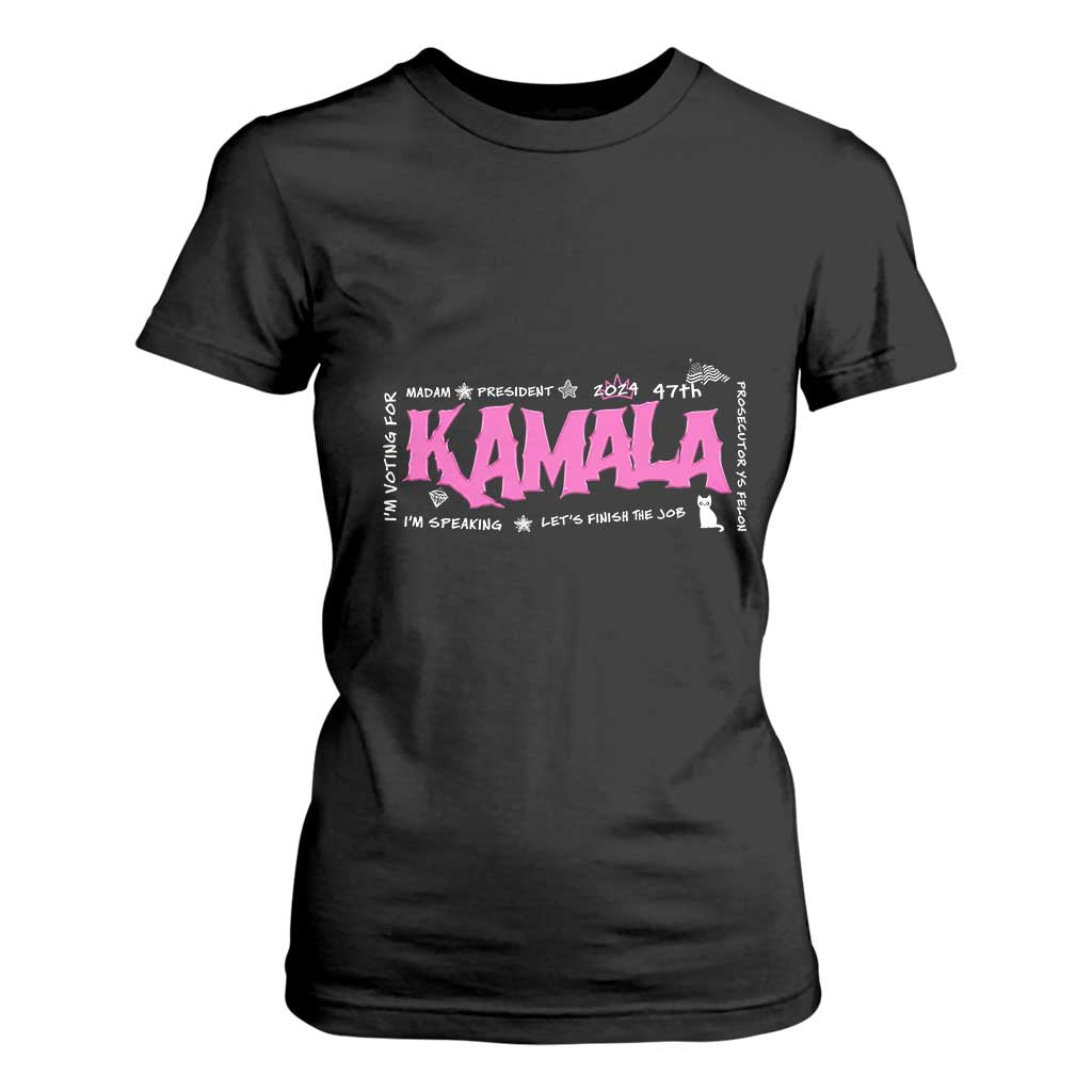 Kamala Harris 47th US President America 2024 Election T Shirt For Women I'm Speaking TS10 Black Print Your Wear