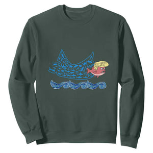 Kamala Fish Eat Fish Sweatshirt Funny Vote Blue Wave Madam President TS10 Dark Forest Green Print Your Wear