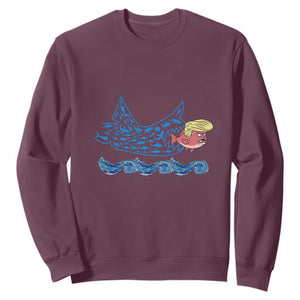 Kamala Fish Eat Fish Sweatshirt Funny Vote Blue Wave Madam President TS10 Maroon Print Your Wear