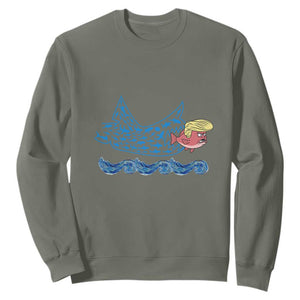 Kamala Fish Eat Fish Sweatshirt Funny Vote Blue Wave Madam President TS10 Military Green Print Your Wear