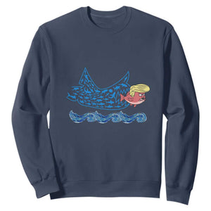 Kamala Fish Eat Fish Sweatshirt Funny Vote Blue Wave Madam President TS10 Navy Print Your Wear