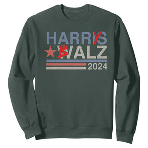 Funny Harris Walz 24 Sweatshirt Harry Balz 2024 Meme Democratics Vote TS10 Dark Forest Green Print Your Wear