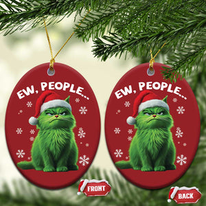 Funny Cat Christmas Ornament Ew People Xmas Gag Gift TS10 Oval Red Print Your Wear