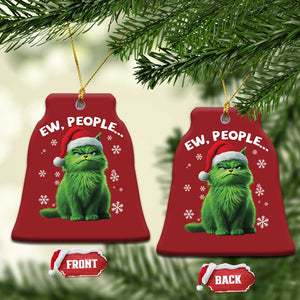 Funny Cat Christmas Ornament Ew People Xmas Gag Gift TS10 Bell Flake Red Print Your Wear