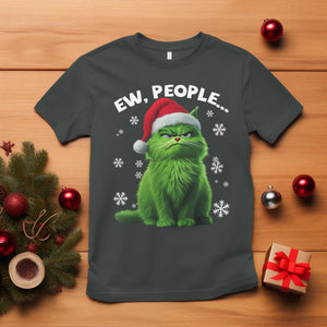 Funny Christmas Cat T Shirt Ew People Xmas Gag Gift TS10 Dark Heather Print Your Wear