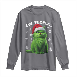 Funny Christmas Cat Long Sleeve Shirt Ew People Xmas Gag Gift TS10 Charcoal Print Your Wear